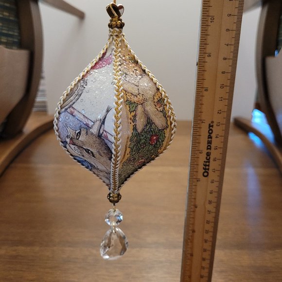 OOAK Upcycled Paper Ornament Fancy Christmas Cats Glitter Chandelier Crystal - Picture 9 of 12